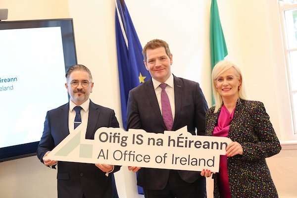 AI Office of Ireland: Ministers Burke and Smith with Paul Byrne, CEO Ministers Burke and Smith with Paul Byrne, CEO