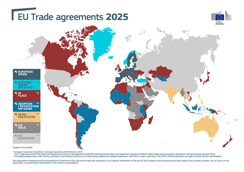 EU Trade Agreements 2025 - Map