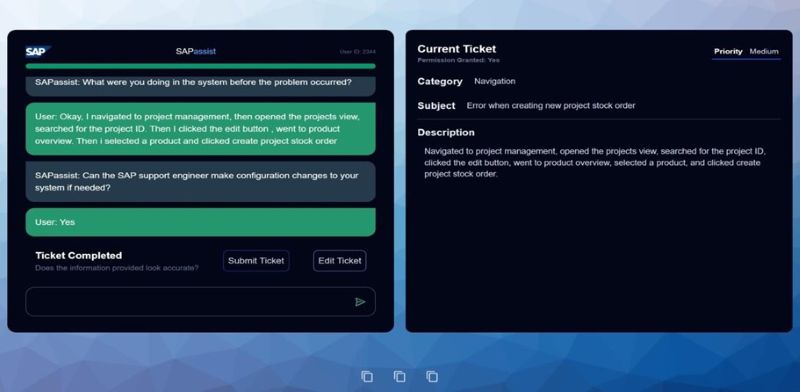 SAPassist screenshot: example of a ticket
